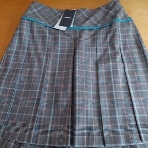Mexx Plaid A-Line Pleated Skirt with Teal Highlights